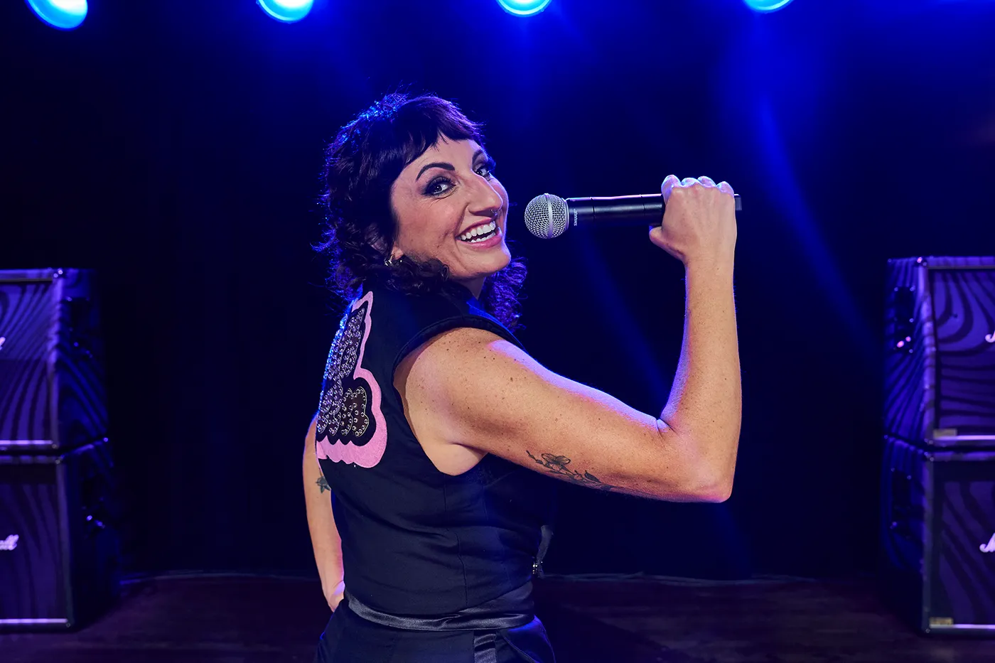 Steph Tolev performing on tour